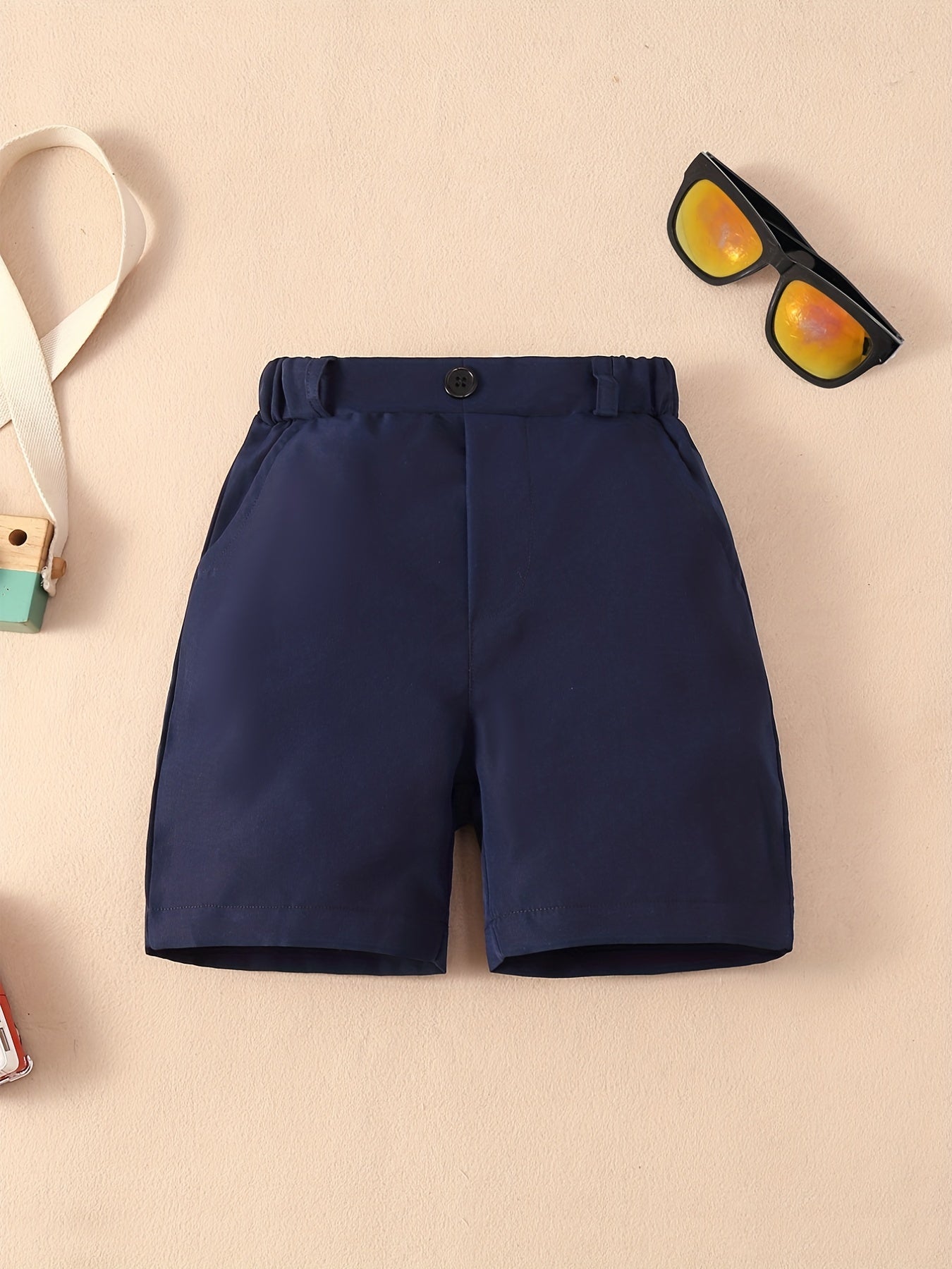 Boys Solid Elastic Waist Shorts for Summer Outdoor
