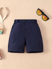 Boys Solid Elastic Waist Shorts for Summer Outdoor