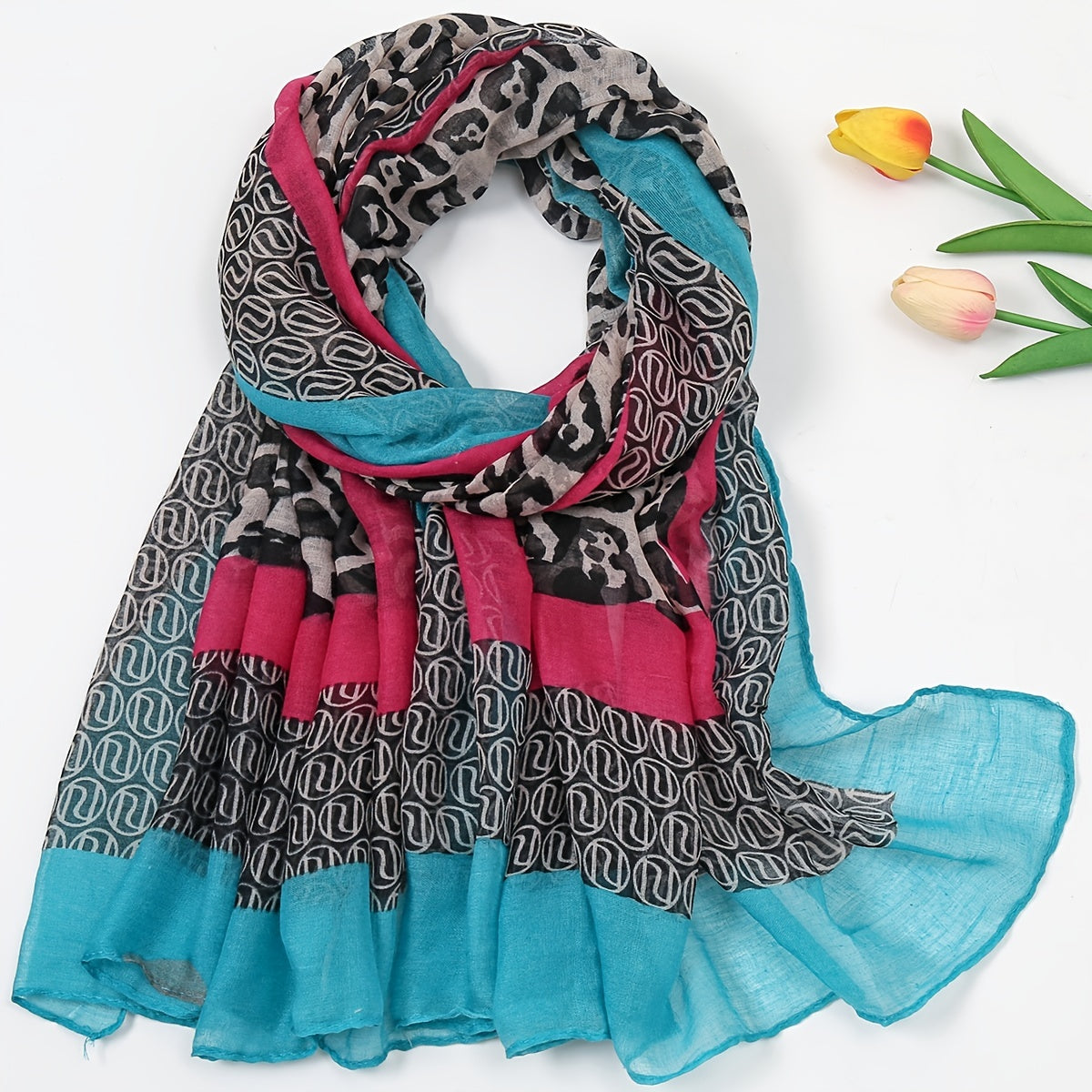 Vintage Print Thin Scarf Shawl Beach Towel Yarn Scarf Casual Sunscreen Large