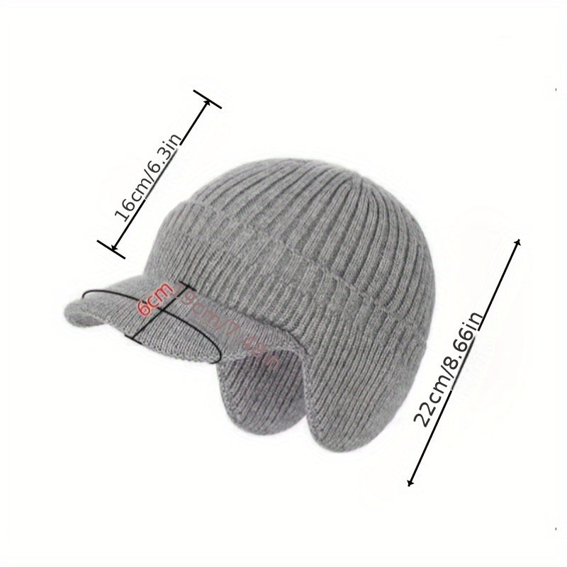 Men's Knitted Warm Hat With Ear Protection Winter Plush Cap