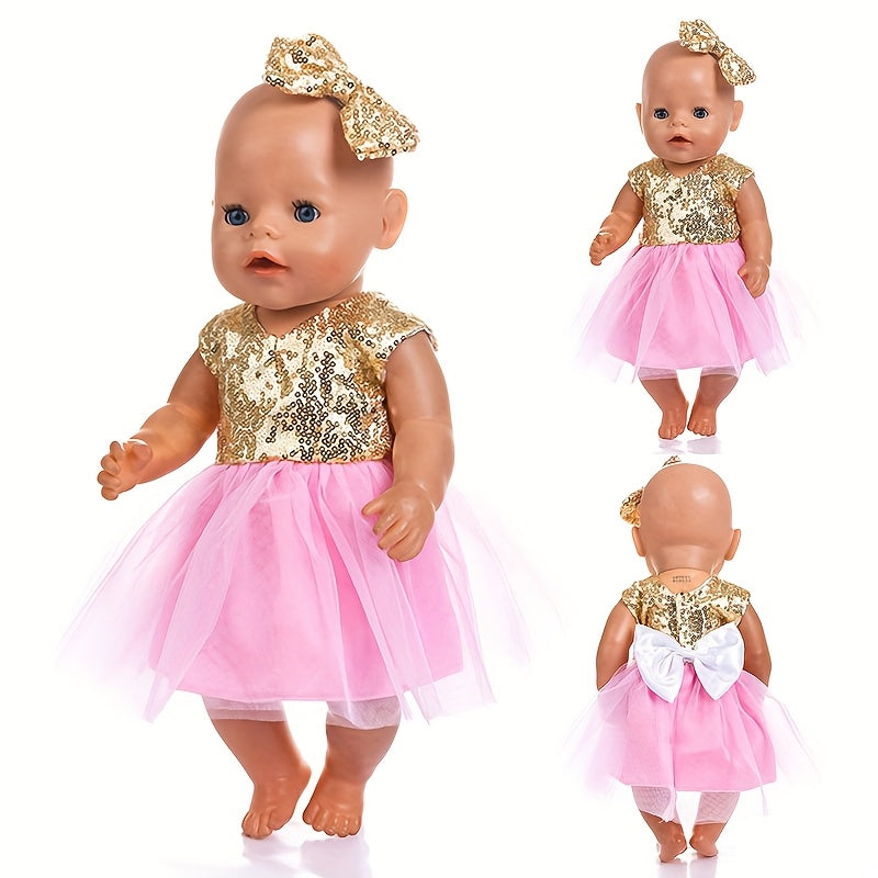 Peach & Yellow Tulle Skirt Doll Clothes for 17-18 Inch Girl Reborn Dolls