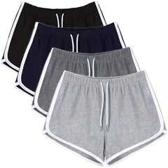 4 pack Women's Yoga Shorts with Drawstring Activewear for Running Gym