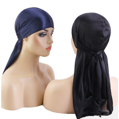 2pcs Silk Strap Pirate Hat Turban With Long Tail