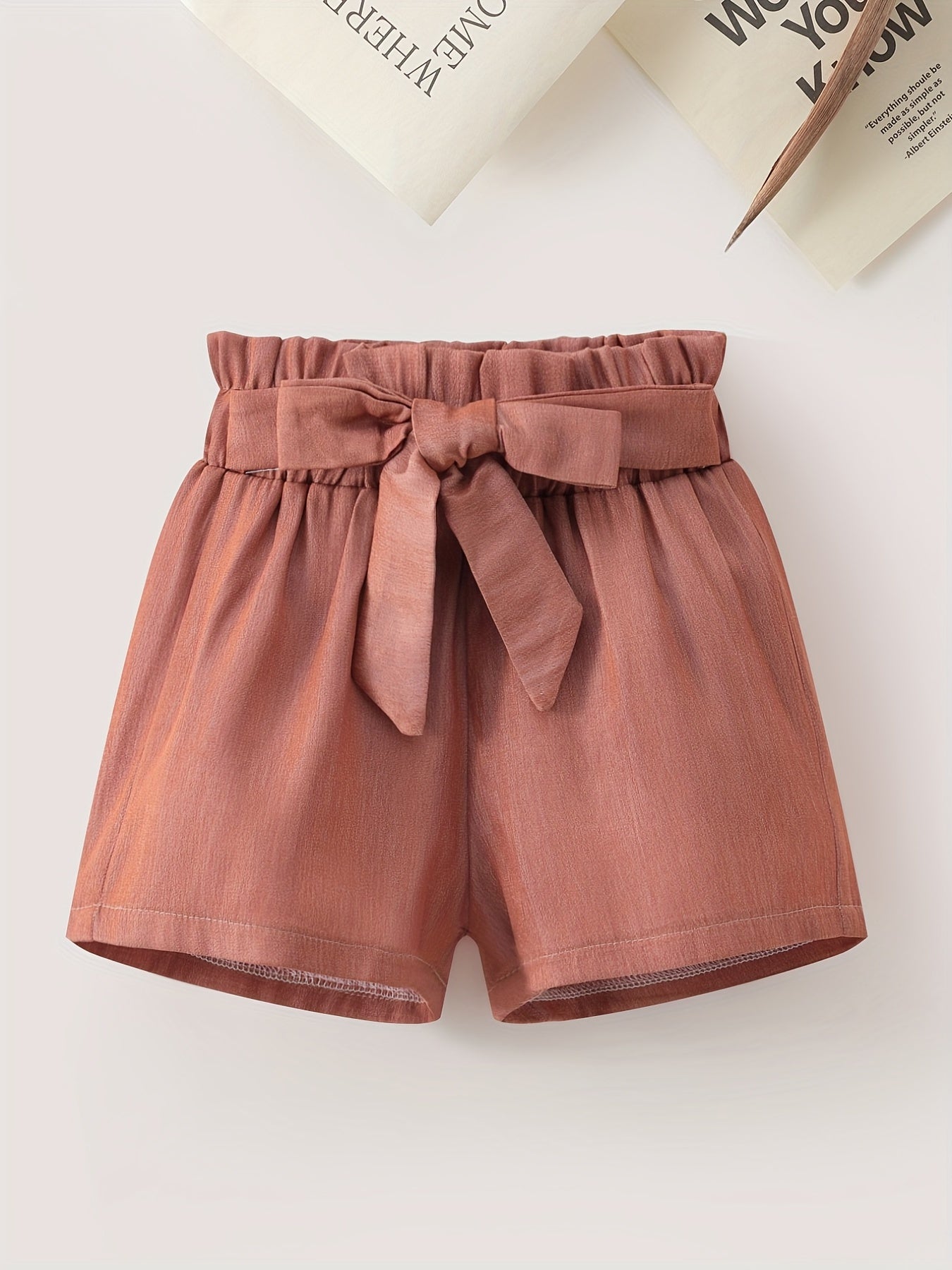Toddler Girls Paperbag Waist Belted Shorts Set