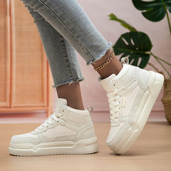 Women's Faux Leather Chunky Sneakers Casual Wear Resistance Non Slip Shoes