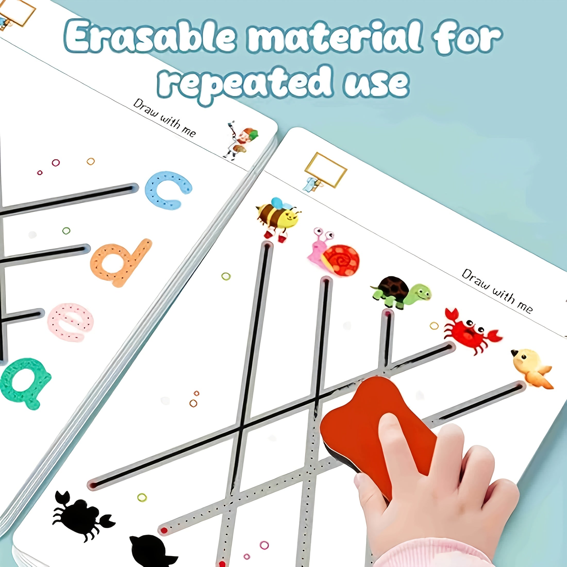 Educational Workbook Set with 2 Pens, 1 Eraser & Stickers