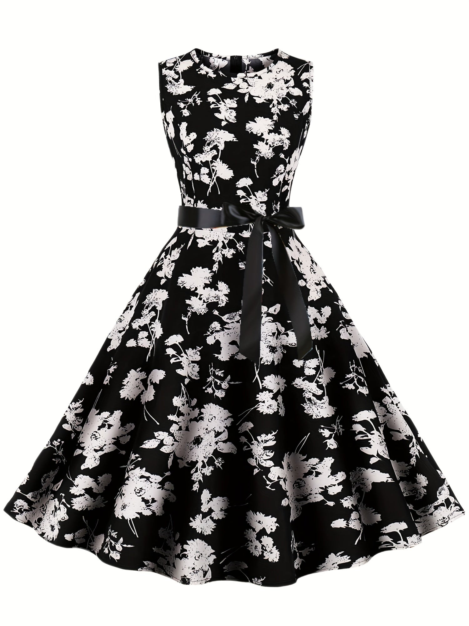 Floral Print Tank Dress Sleeveless A Line Summer Dress