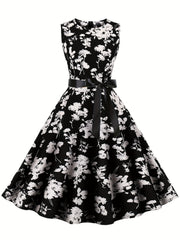 Floral Print Tank Dress Sleeveless A Line Summer Dress