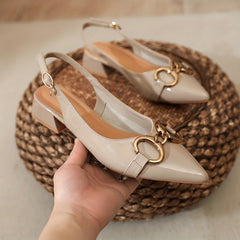 Chunky Heeled Pumps Ankle Strap Metal Buckle High Heels