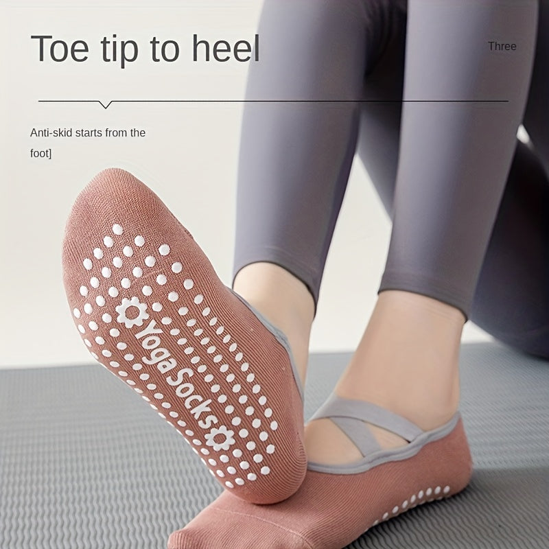 Women's Non Slip Yoga Socks with Cross Strap and Grips