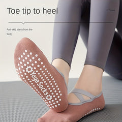Women's Non Slip Yoga Socks with Cross Strap and Grips