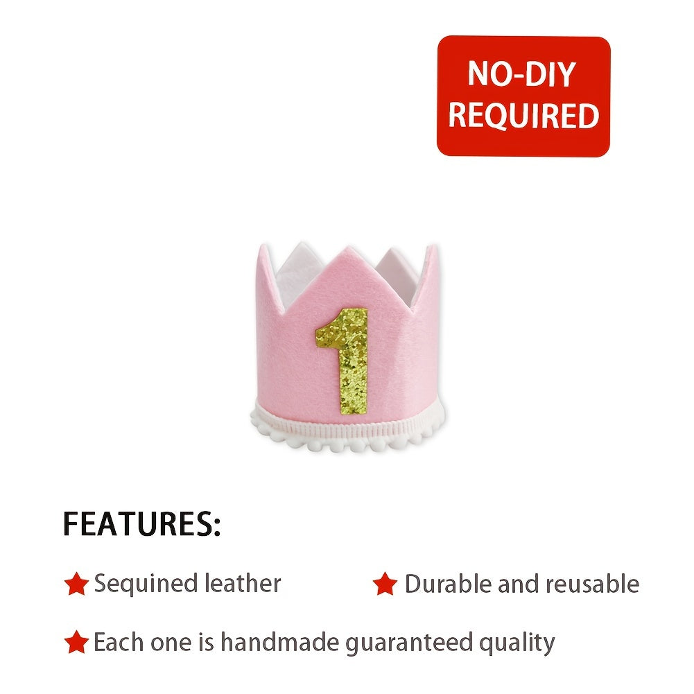 Baby 1st Birthday Crown First Birthday Hat Pink Baby 1st Birthday Party Supplies