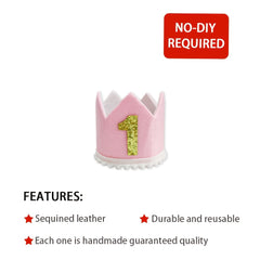 Baby 1st Birthday Crown First Birthday Hat Pink Baby 1st Birthday Party Supplies