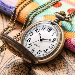 Vintage Bronze American Pocket Watch Necklace Pendant For Children