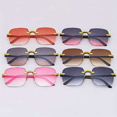 Large Rimless Sunglasses Gradient UV400 Sun Shades Glasses