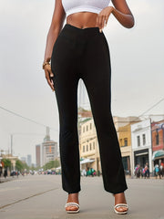 Slim Flare Leg Pants Casual Irregular Waist Pants Spring & Fall