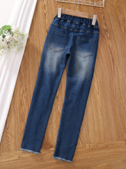 Girls Ultra Skinny Stretchy Jeans Teens Ripped Trousers