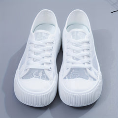 Breathable Mesh Flower Embroidery Shoes Casual Sneakers Women's Footwear