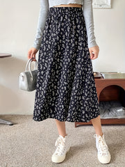 Floral Print High Waist Midi Skirt for Women