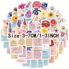 50pcs Flower Language Graffiti Stickers Laptop Helmet Water Cup DIY Sticker Pack