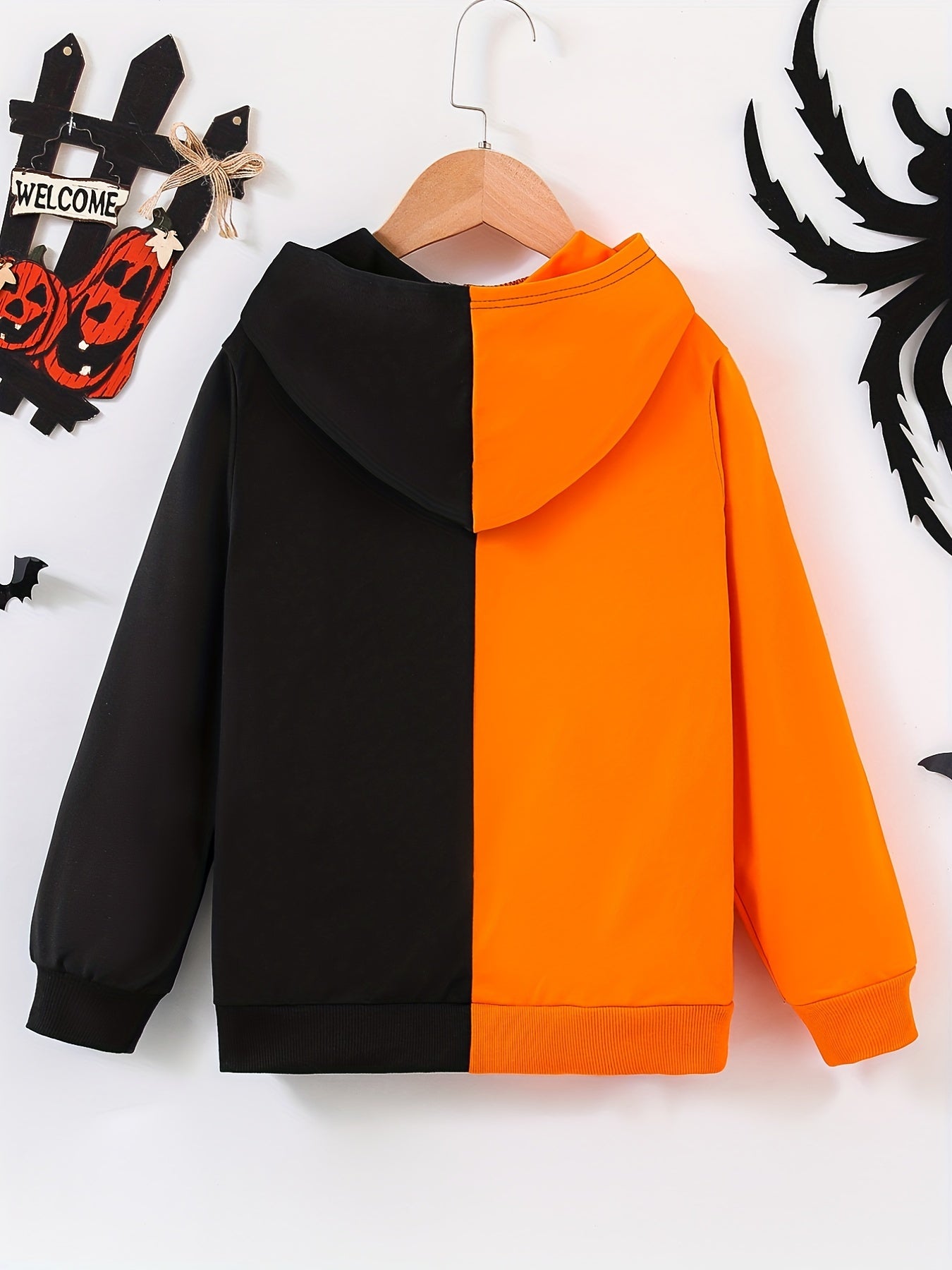 Boys' Halloween Patchwork Hoodie Sweatshirt