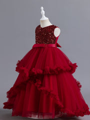 Girls Sleeveless Sequins Princess Dress for Christmas Birthday Party