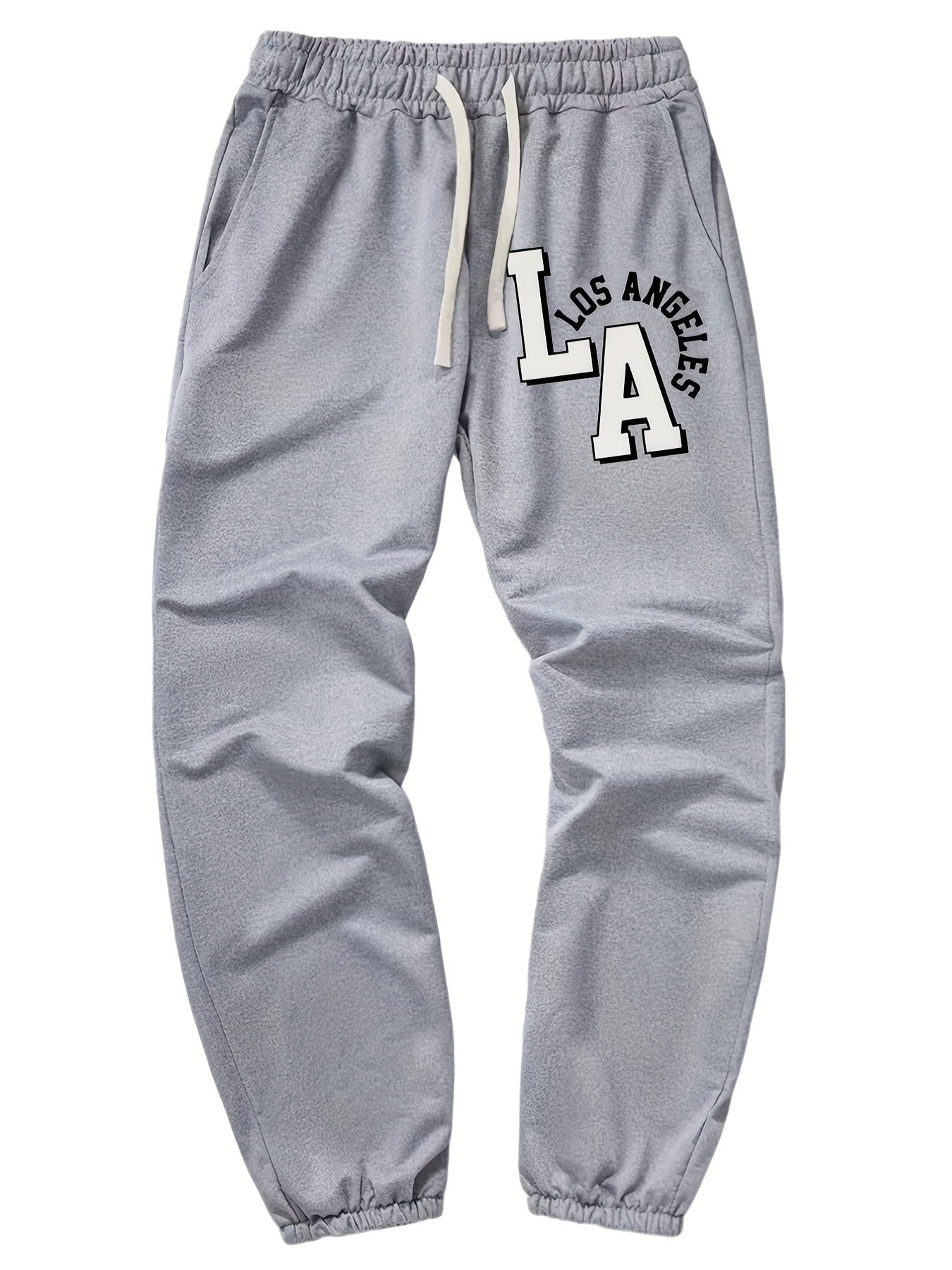 Men's Letter Print Joggers Casual Loose Fit High Stretch Waist Pants