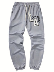 Men's Letter Print Joggers Casual Loose Fit High Stretch Waist Pants