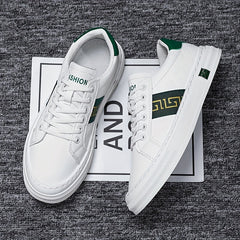 Men's Embossed PU Leather Skate Shoes Lace-up Sneakers