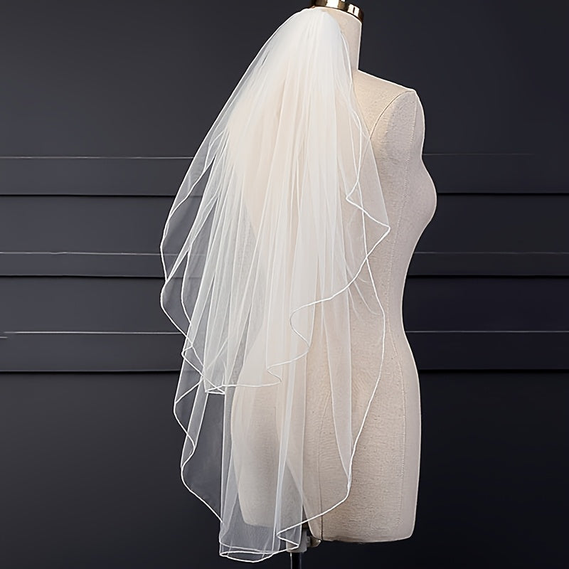 2 Layer Tulle Wedding Veil with Comb Bridal Veil for Brides