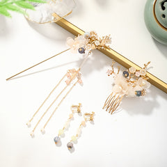 Faux Pearl Crystal Flower Hairpin Set for Women Party Wedding Bridal