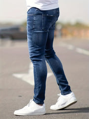 Slim Fit Tapered Jeans Mens Casual Street Style Distressed Denim Pants