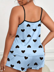 Heart Print Cami Top & Shorts Pajamas Set