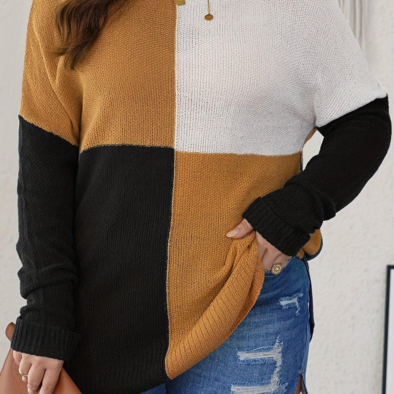 Colorblock Crew Neck Sweater