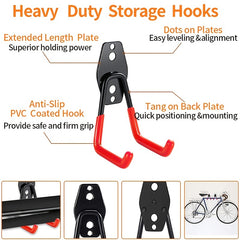 Heavy Duty Garage Hooks - Wall Mounted Practical Hooks with Anti-Slip Coating