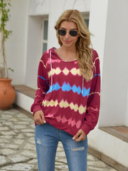 Tie Dye Heartbeat Print Hoodie Women's Sweatshirt