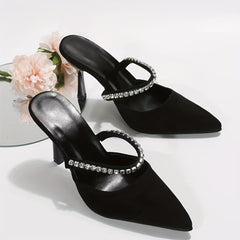 Rhinestone Stiletto Heels Pointed Toe Slip On Pumps
