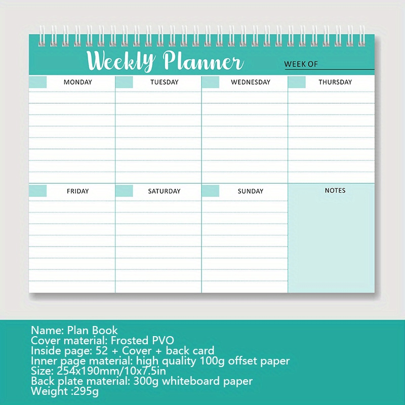 Note Book WEEKLY PLANNER English Week Plan Coil Daily Planning Record Book