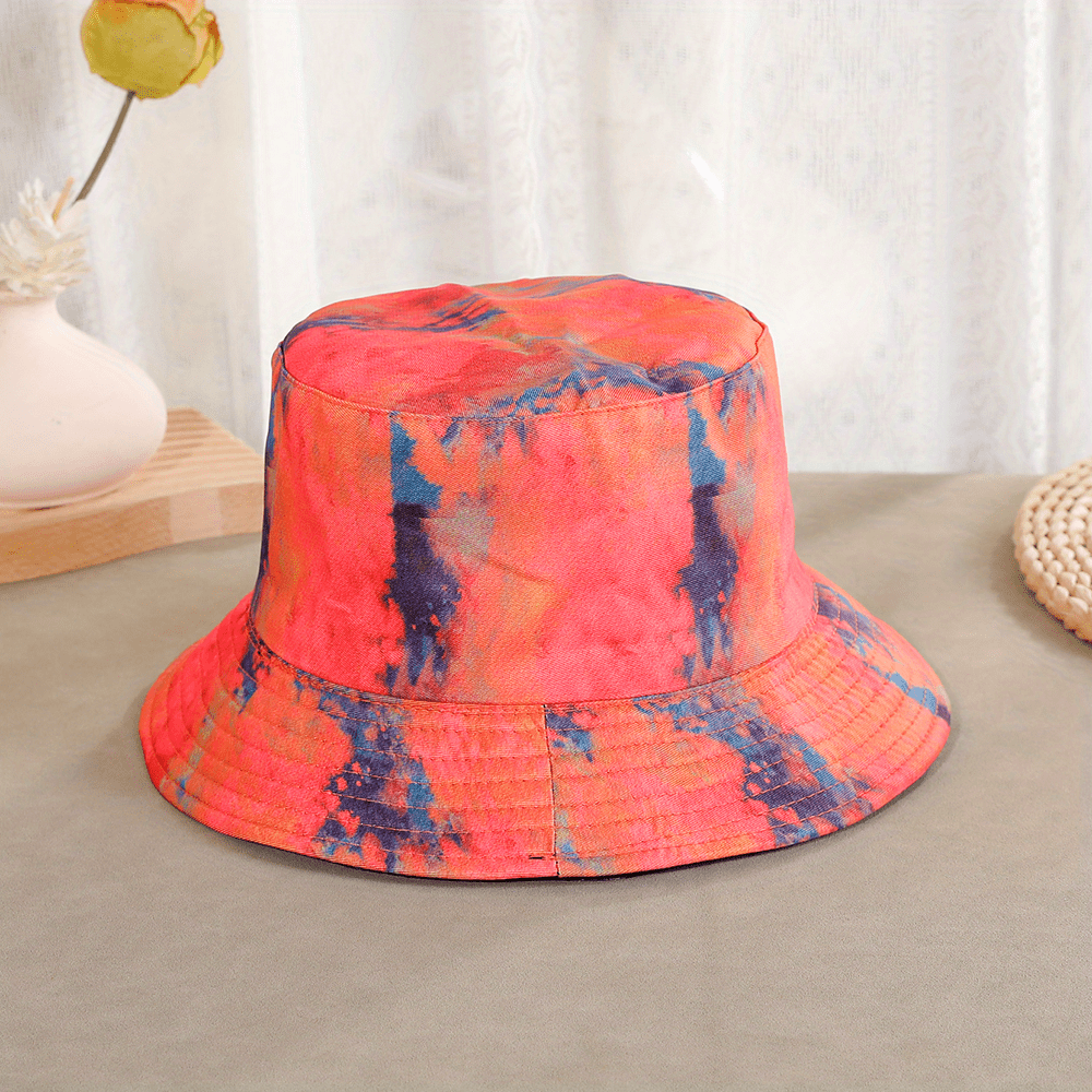 Unisex Foldable Sunshade Bucket Hat - Colorful Printed Double Sided Sun Hat