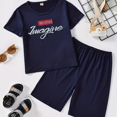 Boys Imagine Outfit Shorts & T-shirt Short Sleeves Crew Neck Casual Summer Kids