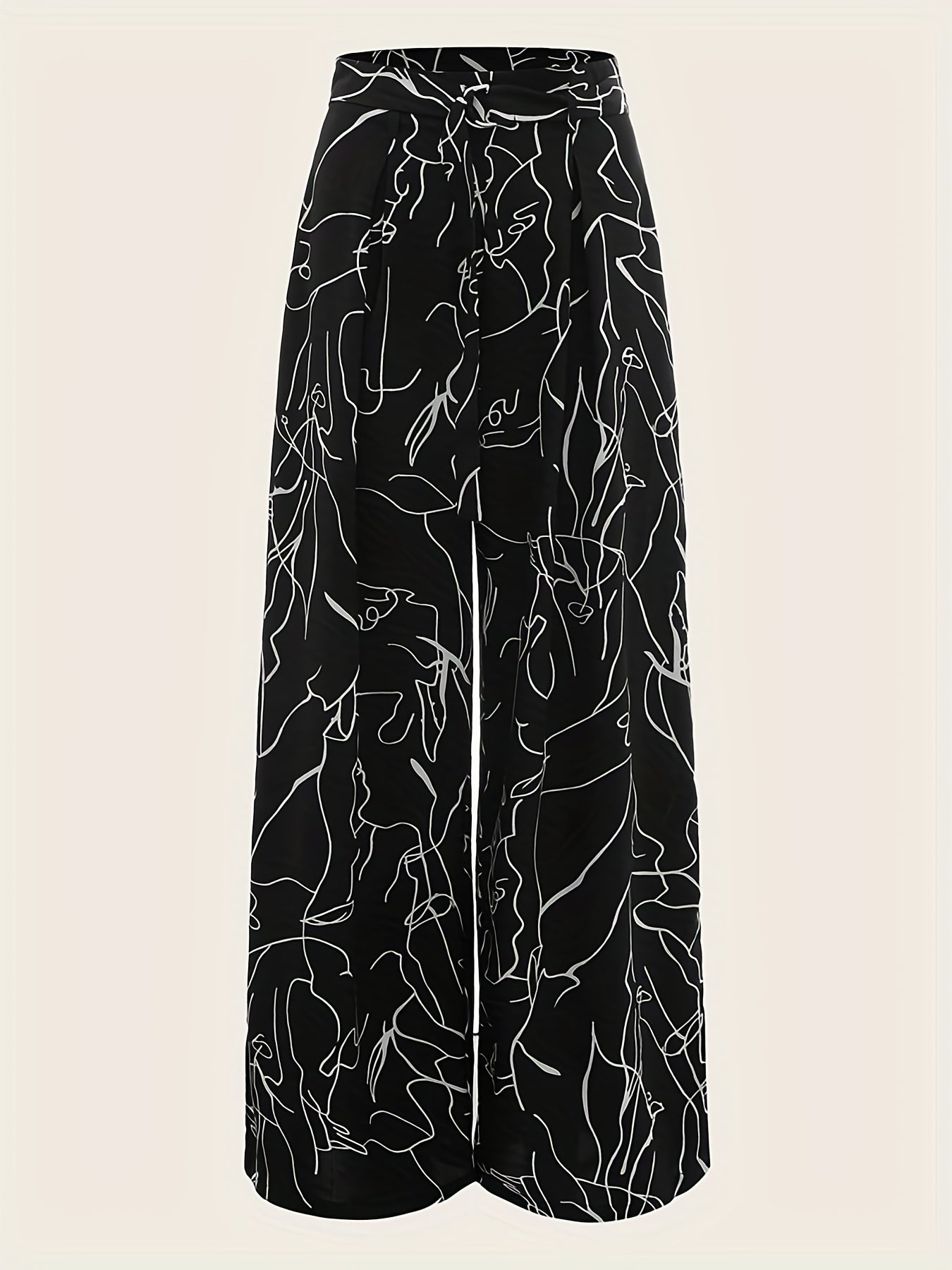 Abstract Print Wide Leg Pants Casual High Waist Loose Pants