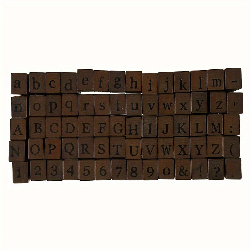 70pcs Alphabet Letter Number Wood Rubber Stamps Set With Box