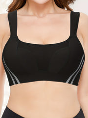 Sporty Bra Women's Plus Stripe Contrast Mesh Cut Out Bra