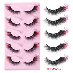 5 Pairs Colorful False Eyelashes High Faux Mink Fox Eye False Eyelashes