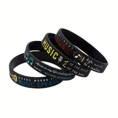 Musical Element Silicone Bracelet With Note & Instrument Pattern Rubber