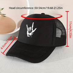 Rock Gesture Mesh Stitching Cap Sun Protection for Kids
