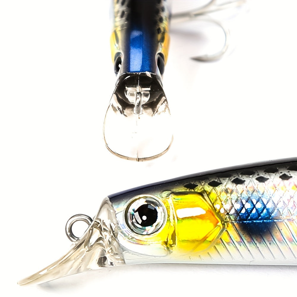 Slow Sinking Minnow Lure Bass Tuna Hard Bait Treble Hook
