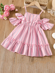 Off Shoulder Striped Princess Dress for Toddlers