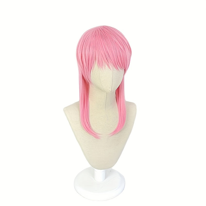 Pink Anime Wig Heat Resistant Synthetic Wig Wig Cap Set