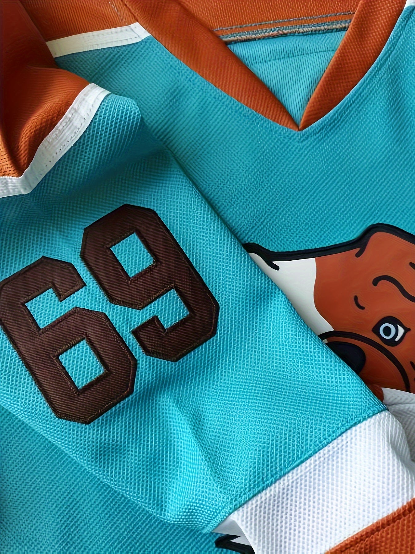 Men's Long Sleeve Hockey Jersey 69 Dog Embroidered Sweatshirt
